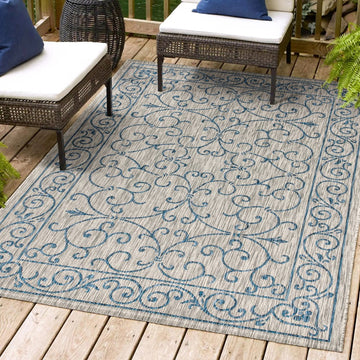 Charleston Vintage Filigree Textured Weave Indoor/outdoor Area Rug